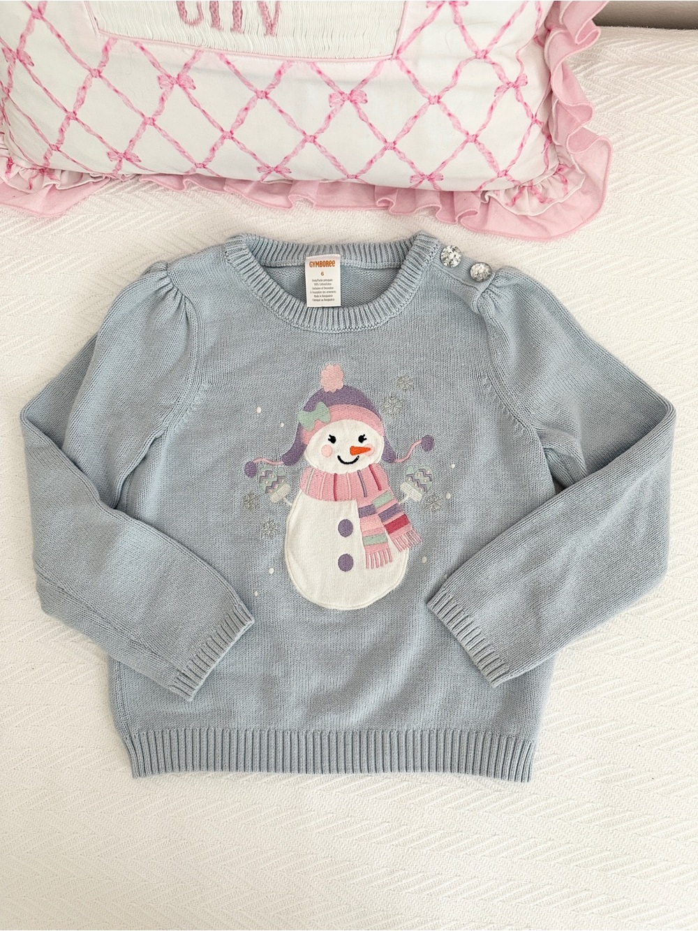 Snowman appliqué sweater